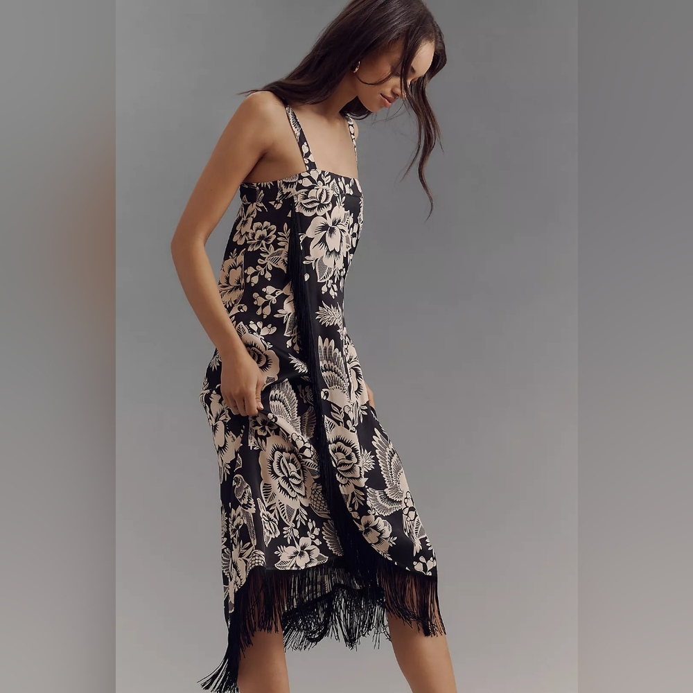 FARM Rio Black and Cream Floral Midi Dress - Picture 4 of 8